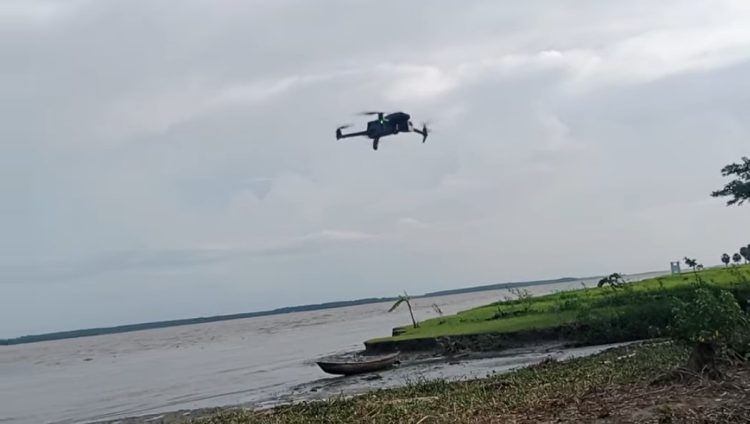 ড্রোনের ব্যবহারে তেঁতুলিয়া ও বুড়াগৌরঙ্গ নদীশূন্য অসাধু মা ইলিশ শিকারী