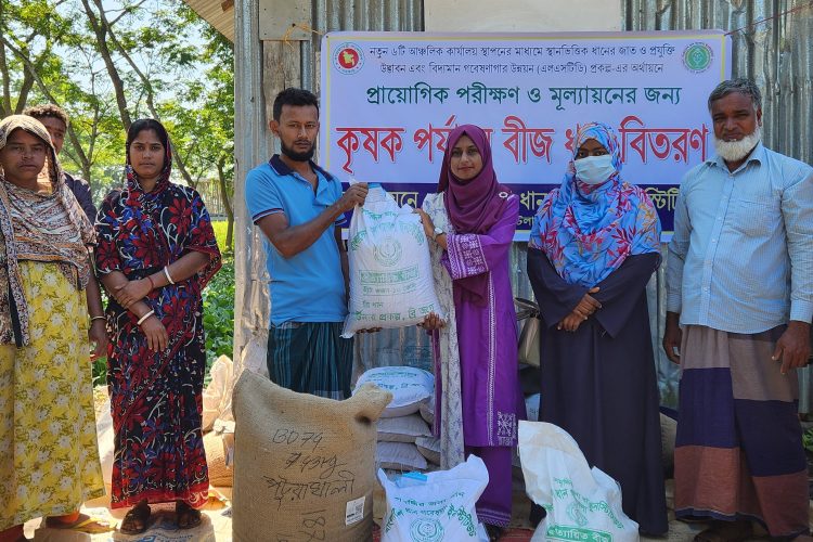পটুয়াখালীতে প্রযুক্তিগ্রামে কৃষক পর্যায়ে ‘বাংলাদেশ ধান গবেষণা ইনস্টিটিউট’র বীজধান বিতরণ