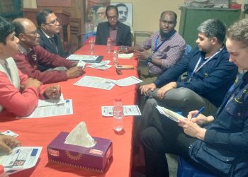বাংলাদেশ জাসদের প্রার্থী গৌতম শীলের সাথে ইউরোপিয়ান ইউনিয়ন প্রতিনিধি দলের মতবিনিময়