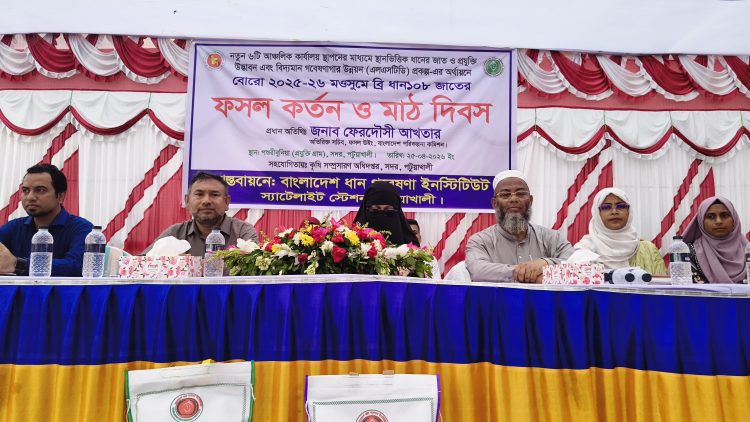 ‎পটুয়াখালীতে ব্রি ধান১০৮-এর বাম্পার ফলন: শস্য কর্তন ও মাঠ দিবস অনুষ্ঠিত