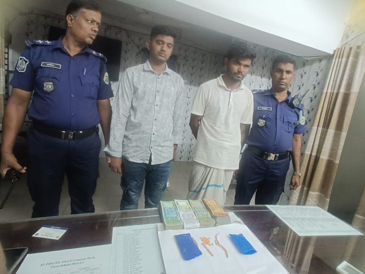 দশমিনায় ৬০ পিস ইয়াবা ও মাদক বিক্রির টাকাসহ দুই কারবারি গ্রেফতার