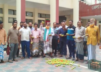 ভারতীয় টমেটো আমদানি বন্ধের দাবিতে পঞ্চগড়ে ব্যবসায়ীদের বিক্ষোভ
