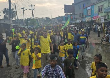 দুমকিতে ব্রাজিল সমর্থকদের বর্ণাঢ্য আনন্দ শোভাযাত্রা