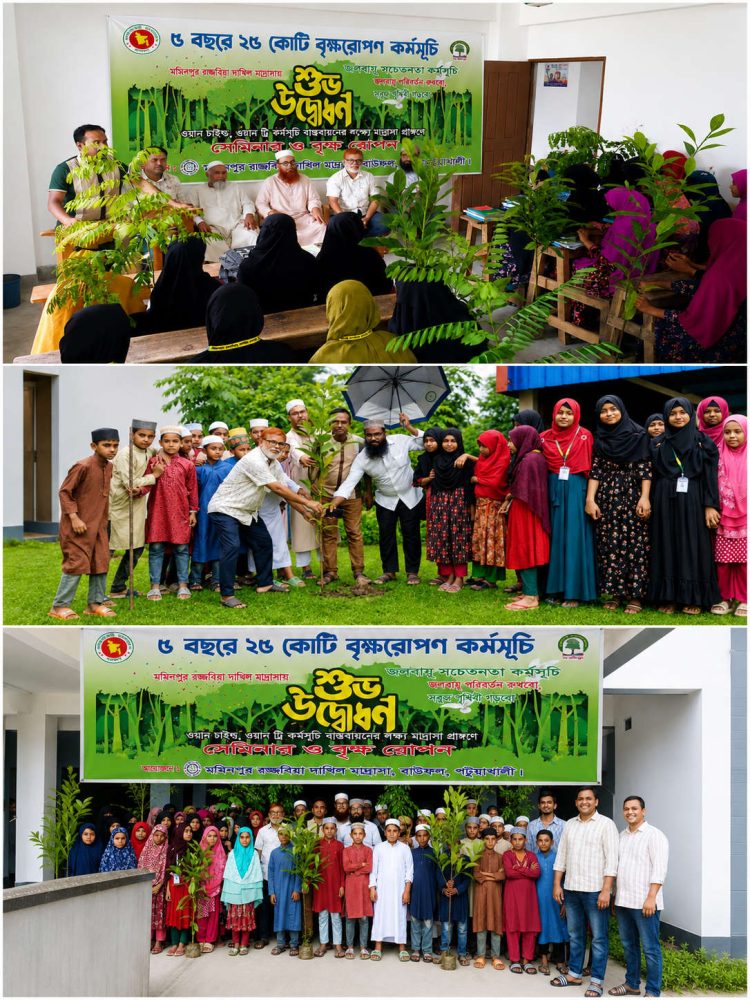 বাউফলের মমিনপুর রজ্জবিয়া দাখিল মাদরাসায় বৃক্ষরোপণ কর্মসূচি ও সেমিনার অনুষ্ঠিত