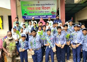 আমতলীতে ওয়ান চাইল্ড ওয়ান ট্রি” কর্মসূচির আওতায় গাছের চারা বিতরণ
