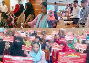 কলাপাড়ায় বাল্যবিয়ে প্রতিরোধে লাল কার্ড, মেয়ে শিশুদের হাতে বাইসাইকেল