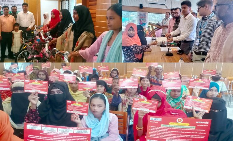 কলাপাড়ায় বাল্যবিয়ে প্রতিরোধে লাল কার্ড, মেয়ে শিশুদের হাতে বাইসাইকেল