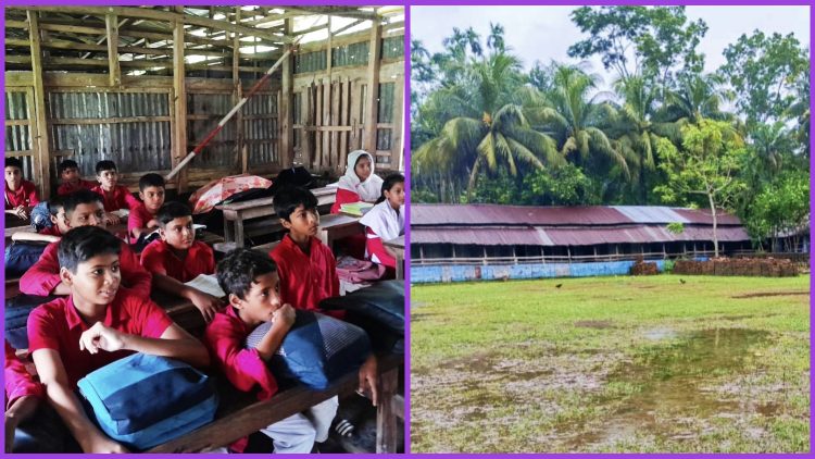 কাউখালীর উত্তর নীলতি সমতট মাধ্যমিক বিদ্যালয়ে ব্যাহত পাঠদান, আকুতি পাকা ভবনের