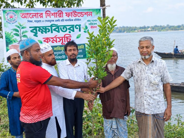কাউখালীতে গাছের চারা বিতরণ করল আলোর দিশারী ফাউন্ডেশন