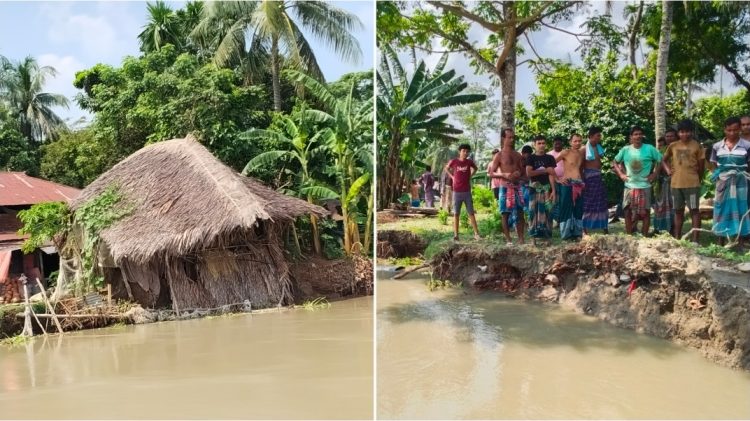কাউখালীতে সন্ধ্যা নদীর তীব্র ভাঙনে দিশেহারা মধ্য সোনাকুরের পালপাড়া