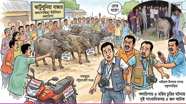 গলাচিপায় মহিষ চুরির ঘটনায় সাংবাদিকসহ ৫ জন আটক