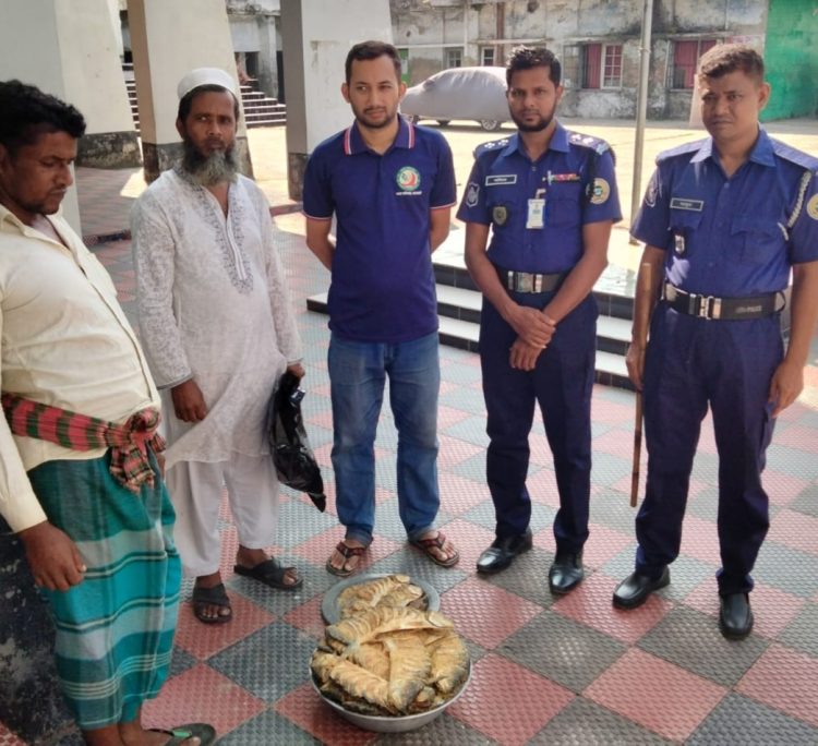 কাউখালীতে ২৫ কেজি লবণ মাখা ইলিশ জব্দ: এতিমখানায় দান