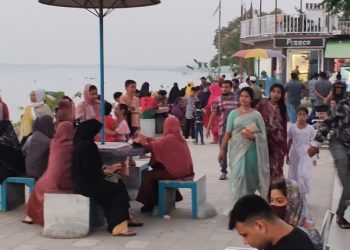 ছুটিতে দর্শনার্থীদের পদচারণায় মুখর কাউখালীর ডলফিন চত্বর